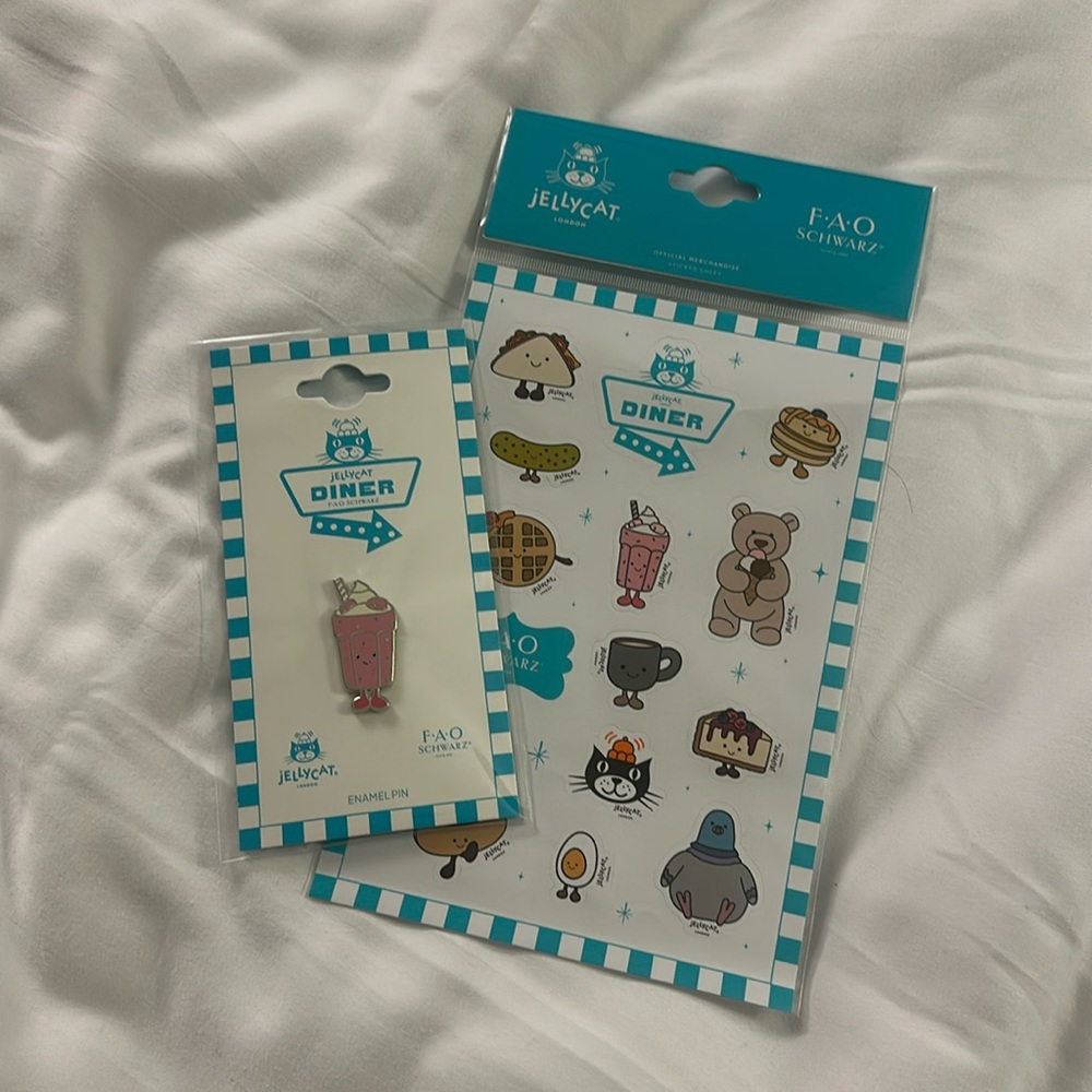 Jellycat Pink Milkshake Enamel Pin + sticker